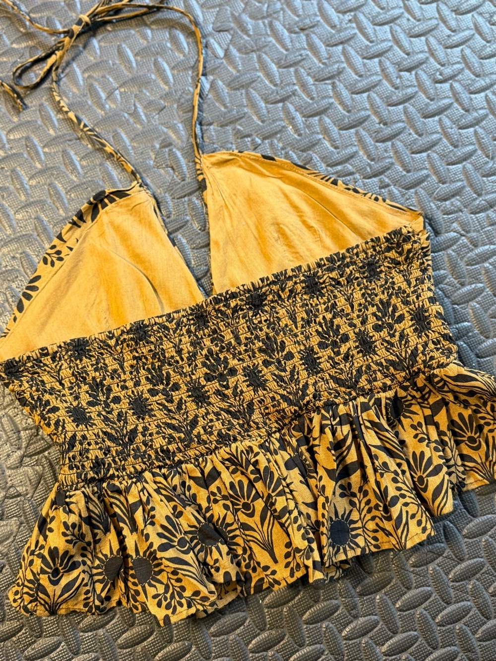 Free People Dandelion Halter Top Brown Floral Size Medium - Picture 9 of 9